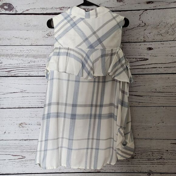 Vince Camuto Rayon Long Sleeve Button Down Cold Shoulder Top Small - Picture 3 of 4